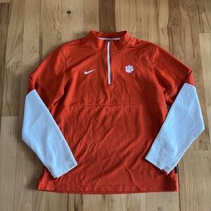 Nike Dri-Fit Orange and White Clemson 1/4 Zip Athletic Pullover